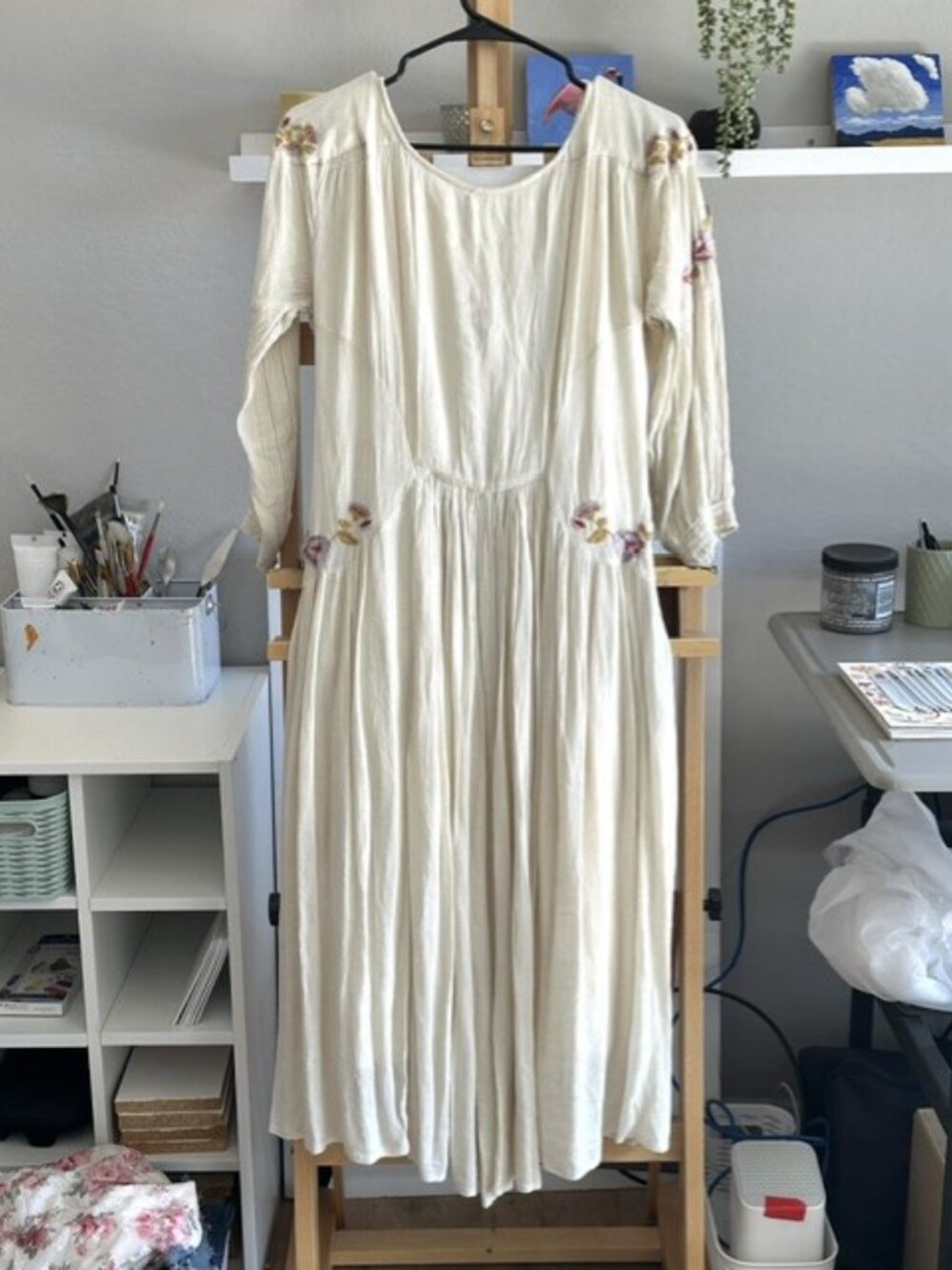 Free People Off-White Embroidered Boho Summer Dress - Medium - Picture 2 of 4